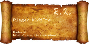 Rieger Klára névjegykártya